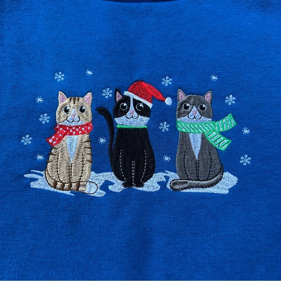 Vintage Speculation Petite Cat Sweatshirt Women’s Size Medium Holiday Cats - Picture 2 of 4